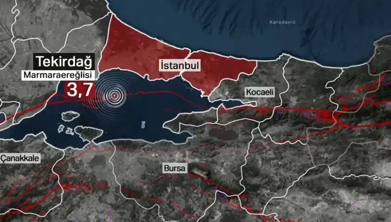 Marmara Denizi'nde Şiddetli Deprem: 3,7 Büyüklüğündeki Sarsıntı Korkuttu