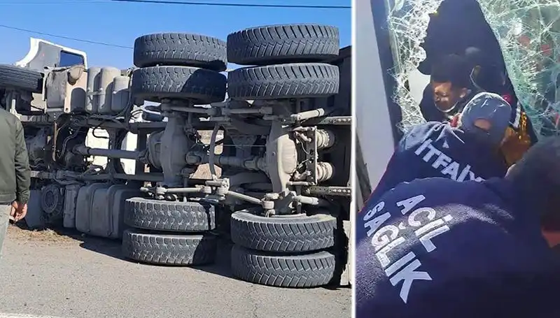 Virajı Alamayan Kamyonun Yan Yattığı Olayda Neler Yaşandı?